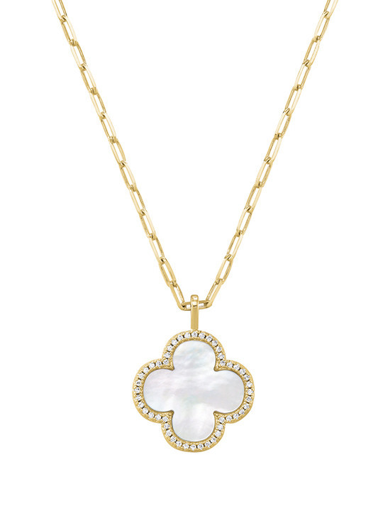 Collier Argent Doré Nacre et Oxydes de Zirconium Charles Garnier | UB Bijoux