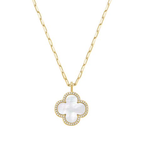 Collier Argent Doré Nacre et Oxydes de Zirconium Charles Garnier | UB Bijoux