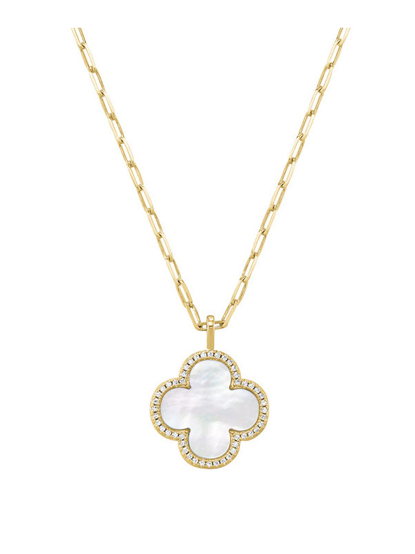 Collier Argent Doré Nacre et Oxydes de Zirconium Charles Garnier | UB Bijoux