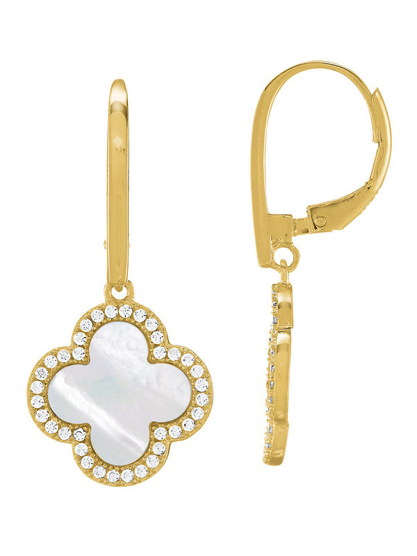 Boucles d'Oreilles Argent Doré Nacre et Oxydes de Zirconium Charles Garnier | UB Bijoux