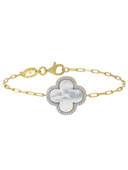 Bracelet Argent Doré Nacre et Oxyde de Zirconium Charles Garnier | UB Bijoux