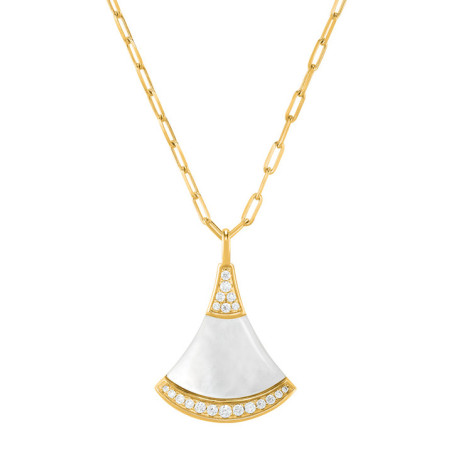 Collier Argent Doré Nacre et Oxydes de Zirconium Charles Garnier | UB Bijoux
