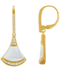 Boucles d'Oreilles Argent Doré Nacre et Oxydes de Zirconium Charles Garnier | UB Bijoux