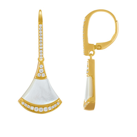 Boucles d'Oreilles Argent Doré Nacre et Oxydes de Zirconium Charles Garnier | UB Bijoux