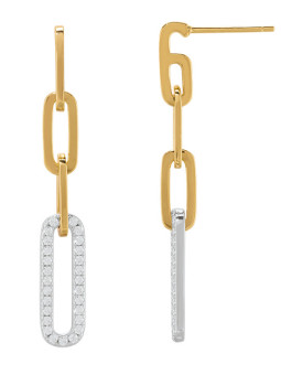 Boucles d'Oreilles Argent Bicolore et Oxydes de Zirconium Charles Garnier | UB Bijoux