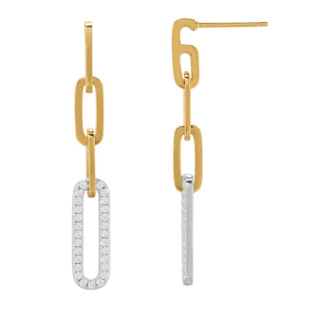 Boucles d'Oreilles Argent Bicolore et Oxydes de Zirconium Charles Garnier | UB Bijoux