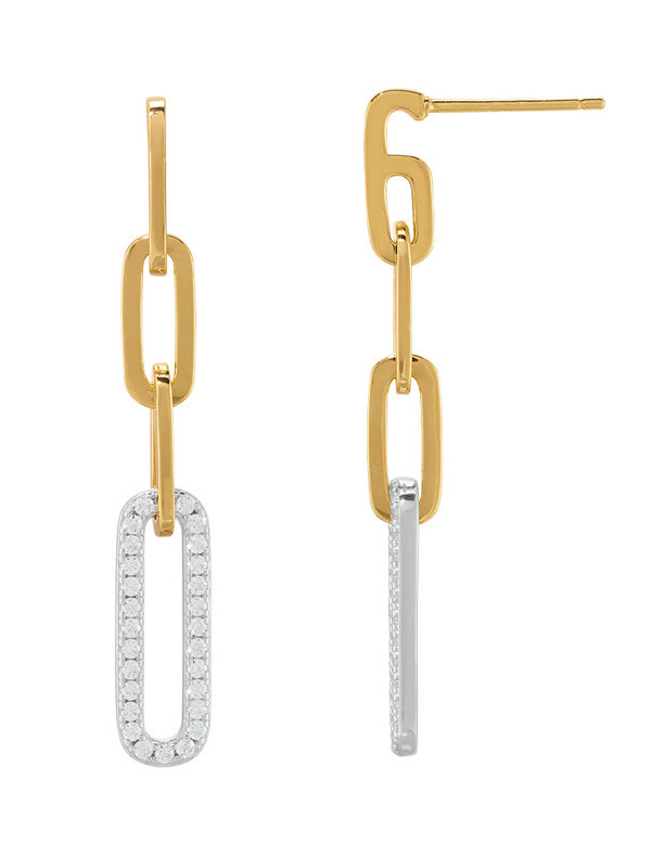 Boucles d'Oreilles Argent Bicolore et Oxydes de Zirconium Charles Garnier | UB Bijoux