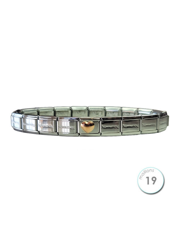 Bracelet Nomination base Acier et coeur bombé Or Rose