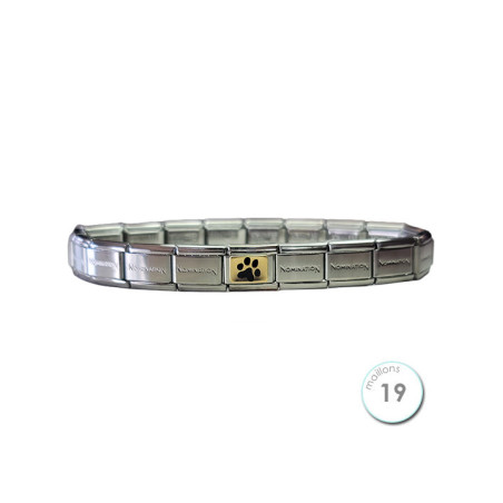 Bracelet Nomination base Acier et Patte de Chien Or