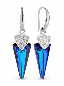 Boucles d'oreilles Spark Argent et cristaux motif glaive bleu | UB Bijoux