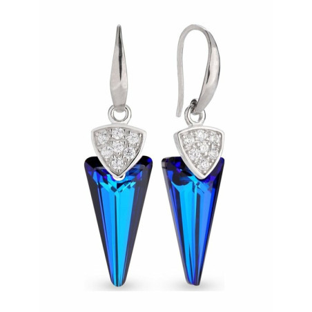 Boucles d'oreilles Spark Argent et cristaux motif glaive bleu | UB Bijoux
