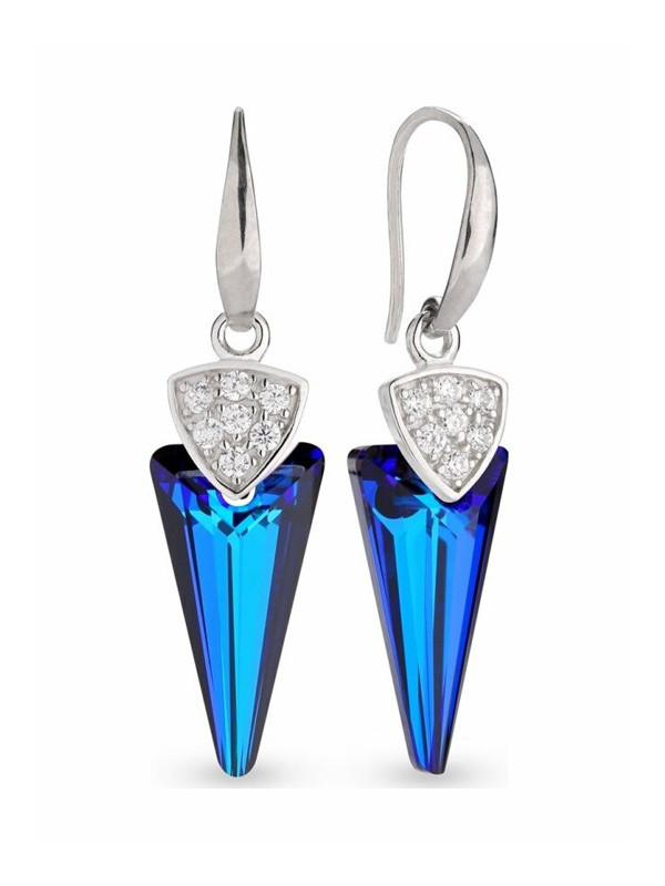 Boucles d'oreilles Spark Argent et cristaux motif glaive bleu | UB Bijoux