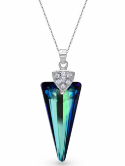 Collier Spark Argent et cristaux motif glaive bleu| UB Bijoux