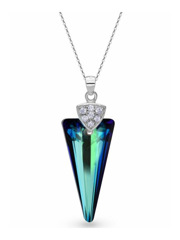 Collier Spark Argent et cristaux motif glaive bleu| UB Bijoux