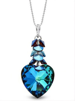 Collier Spark Argent et cristaux motif coeur bleu | UB Bijoux