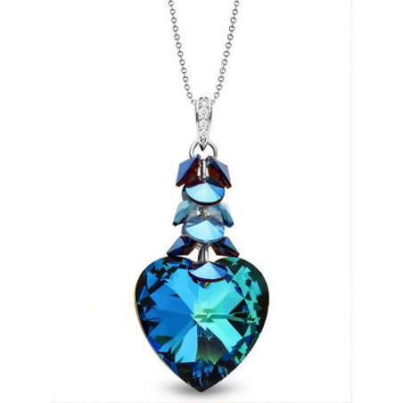 Collier Spark Argent et cristaux motif coeur bleu | UB Bijoux