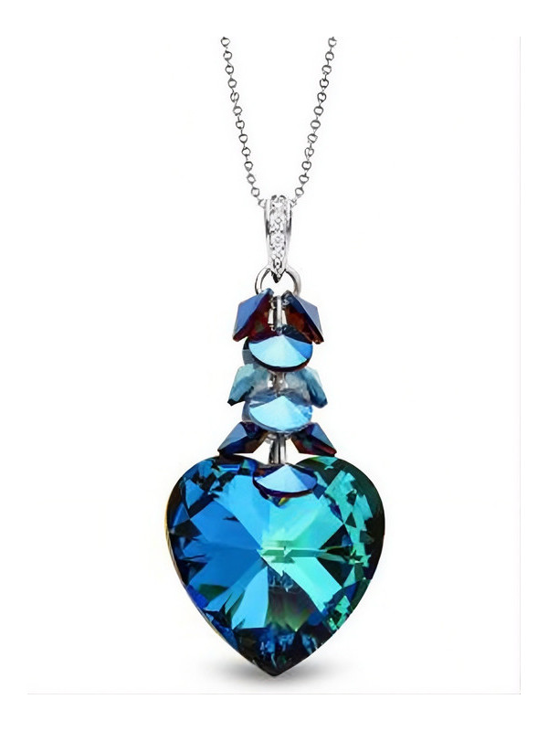 Collier Spark Argent et cristaux motif coeur bleu | UB Bijoux