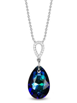 Collier Spark Argent et cristaux motif goutte bleue | UB Bijoux