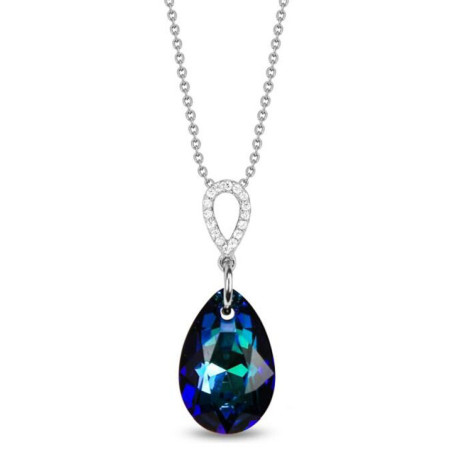Collier Spark Argent et cristaux motif goutte bleue | UB Bijoux