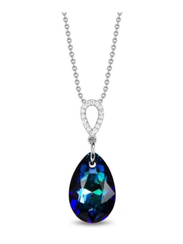 Collier Spark Argent et cristaux motif goutte bleue | UB Bijoux