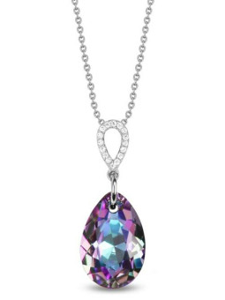 Collier Spark Argent et cristaux motif goutte violette | UB Bijoux