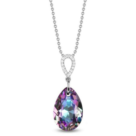Collier Spark Argent et cristaux motif goutte violette | UB Bijoux