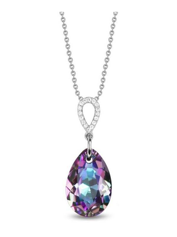 Collier Spark Argent et cristaux motif goutte violette | UB Bijoux