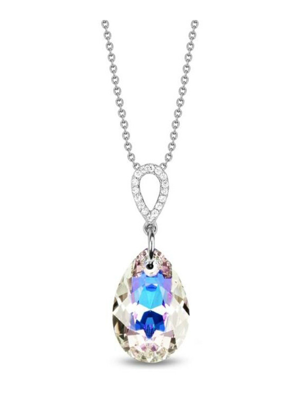 Collier Spark Argent et cristaux motif goutte blanche | UB Bijoux