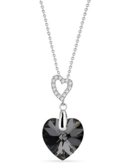 Collier Spark Argent et cristaux motif coeur noir | UB Bijoux