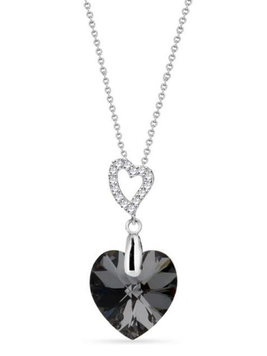 Collier Spark Argent et cristaux motif coeur noir | UB Bijoux