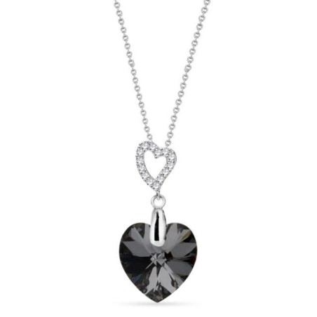 Collier Spark Argent et cristaux motif coeur noir | UB Bijoux
