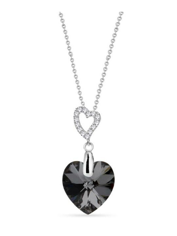 Collier Spark Argent et cristaux motif coeur noir | UB Bijoux