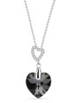 Collier Spark Argent et cristaux motif coeur noir | UB Bijoux