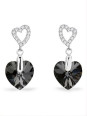 Boucles d'oreilles Spark Argent et cristaux motif coeur noir | UB Bijoux