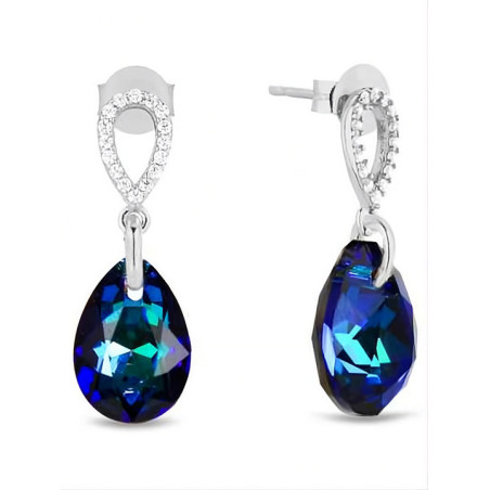 Boucles d'oreilles Spark Argent et cristaux motif goutte bleue | UB Bijoux