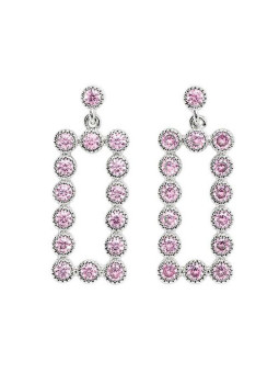 Boucles d'Oreilles Rectangulaires Argent et Oxydes de Zirconium Go Mademoiselle | UB Bijoux