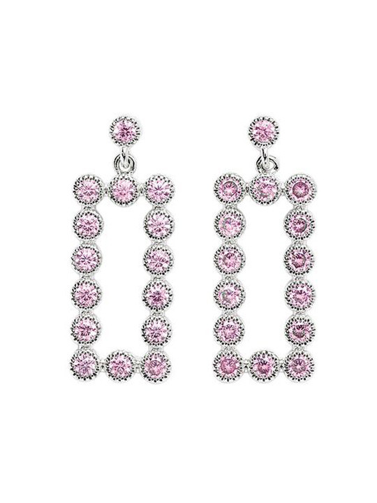 Boucles d'Oreilles Rectangulaires Argent et Oxydes de Zirconium Go Mademoiselle | UB Bijoux