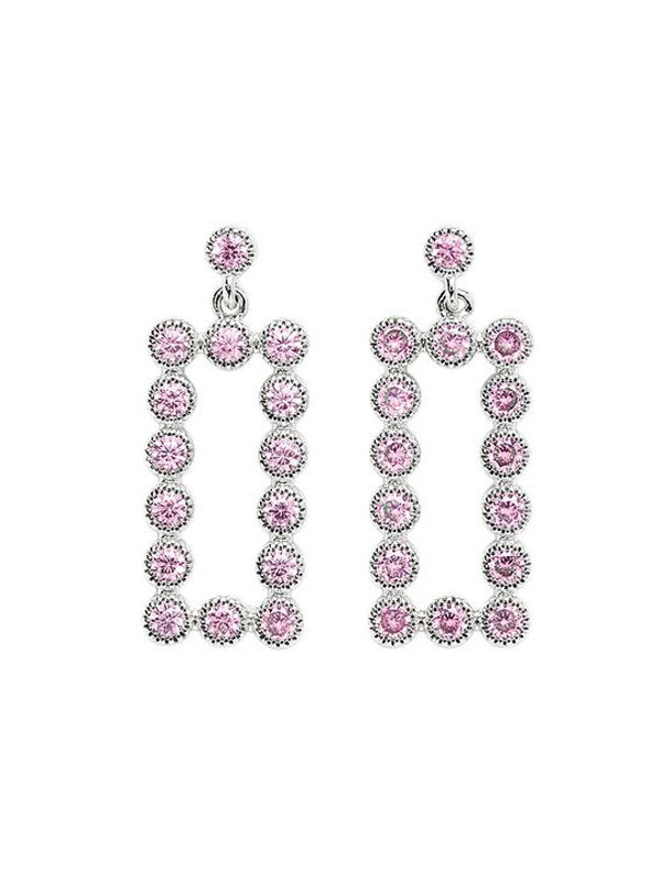 Boucles d'Oreilles Rectangulaires Argent et Oxydes de Zirconium Go Mademoiselle | UB Bijoux