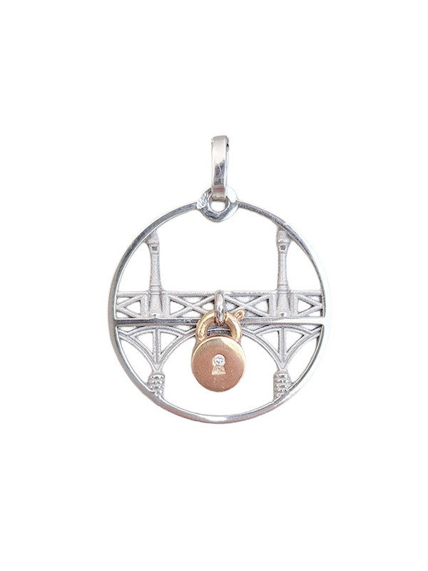Pendentif Or Blanc et Cadena Or Rose Tournaire Lock & Love | UB Bijoux