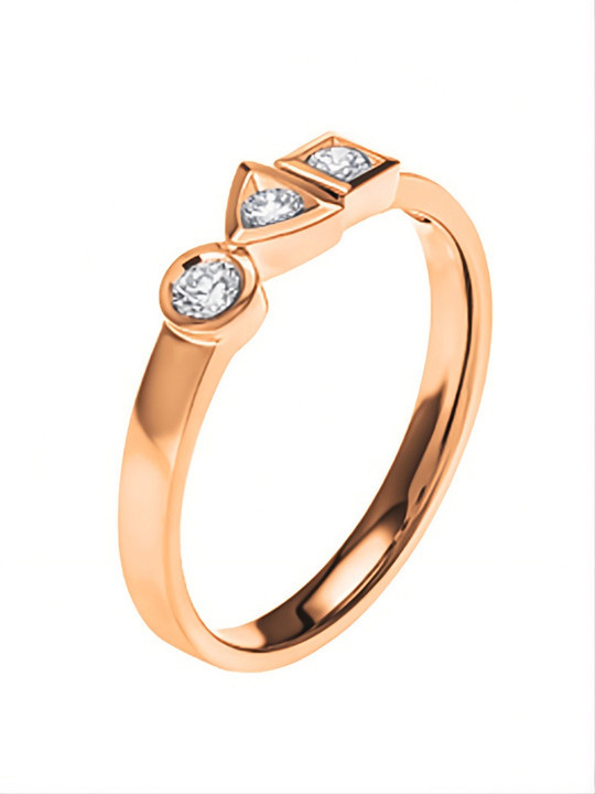 Bague Trilogie Sens Or Rose 0.15 carats Tournaire | UB Bijoux