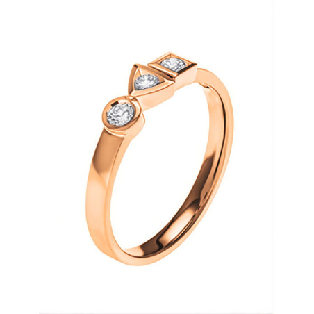 Bague Trilogie Sens Or Rose 0.15 carats Tournaire | UB Bijoux