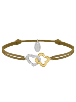 Bracelet Argent Bicolore Cordon Taupe Charles Garnier Passion | UB Bijoux