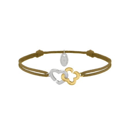 Bracelet Argent Bicolore Cordon Taupe Charles Garnier Passion | UB Bijoux