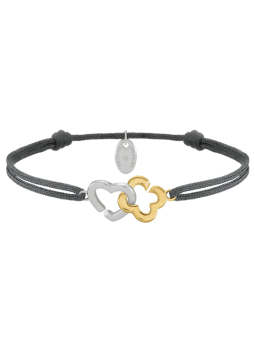 Bracelet Argent Bicolore Cordon Gris Charles Garnier Passion | UB Bijoux