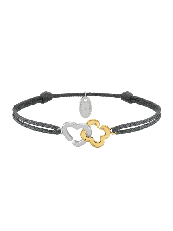 Bracelet Argent Bicolore Cordon Gris Charles Garnier Passion | UB Bijoux