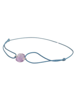 Bracelet Améthyste Coussin Or Jaune et Cordon Bleu Bellon | UB Bijoux