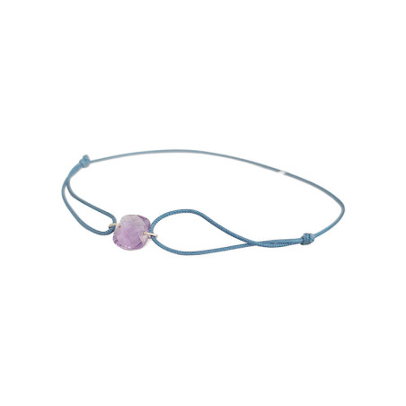 Bracelet Améthyste Coussin Or Jaune et Cordon Bleu Bellon | UB Bijoux