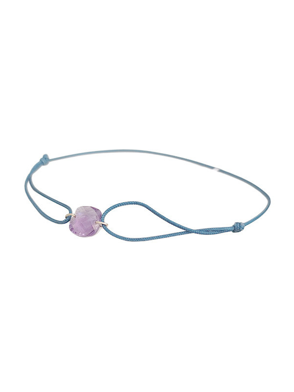 Bracelet Améthyste Coussin Or Jaune et Cordon Bleu Bellon | UB Bijoux