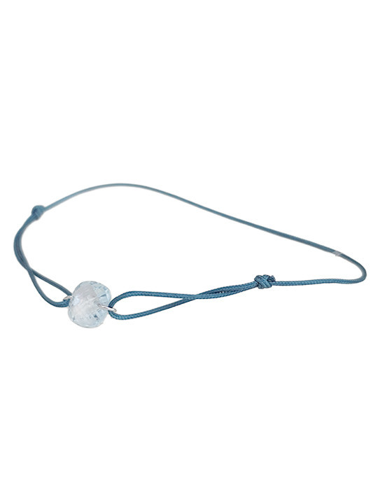 Bracelet Topaze Bleue Coussin Or Blanc et Cordon Bleu Bellon | UB Bijoux