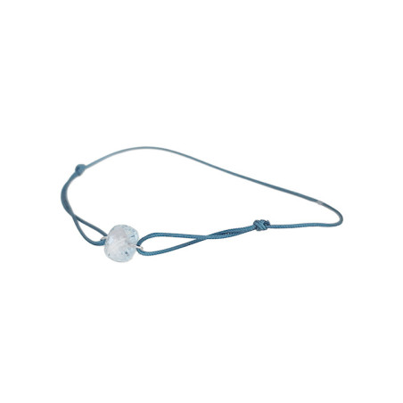 Bracelet Topaze Bleue Coussin Or Blanc et Cordon Bleu Bellon | UB Bijoux